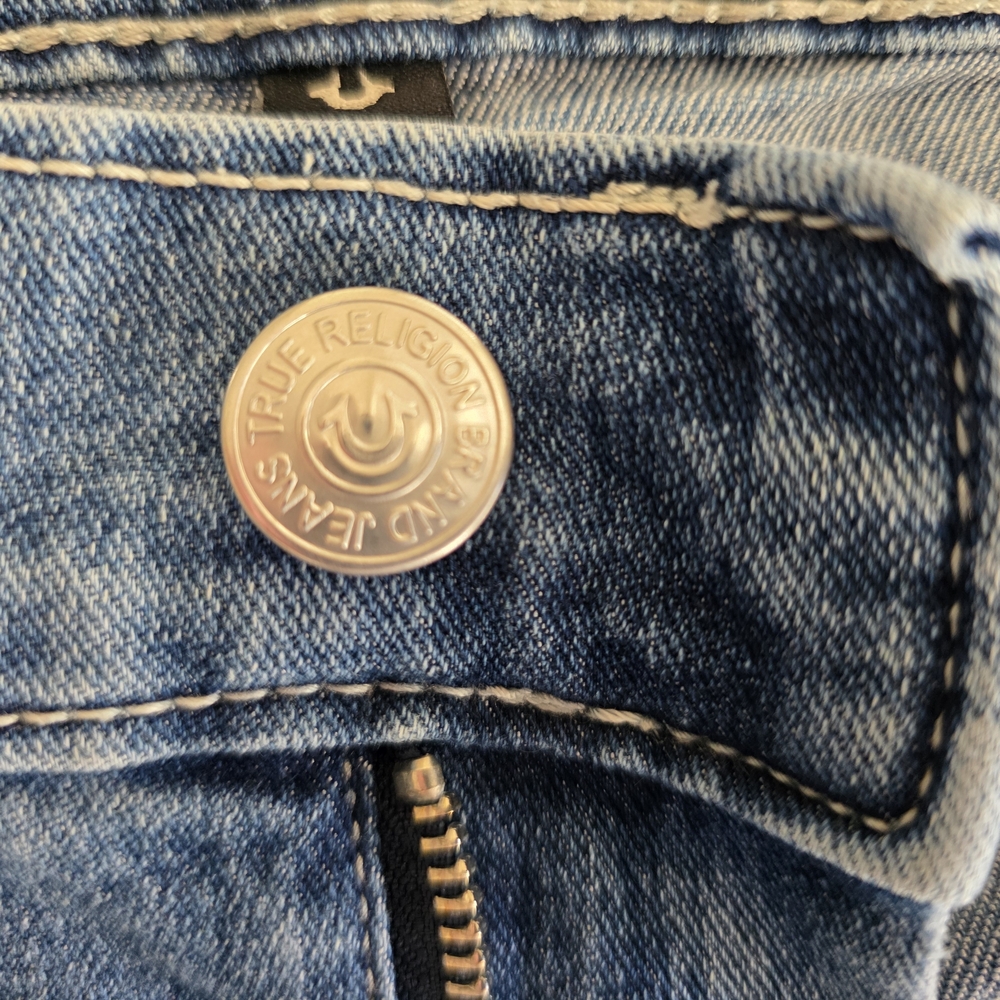 True Religion Men's Ricky Straight Jeans SZ 30 Red Stitch Buddha Patch - Picture 9 of 14